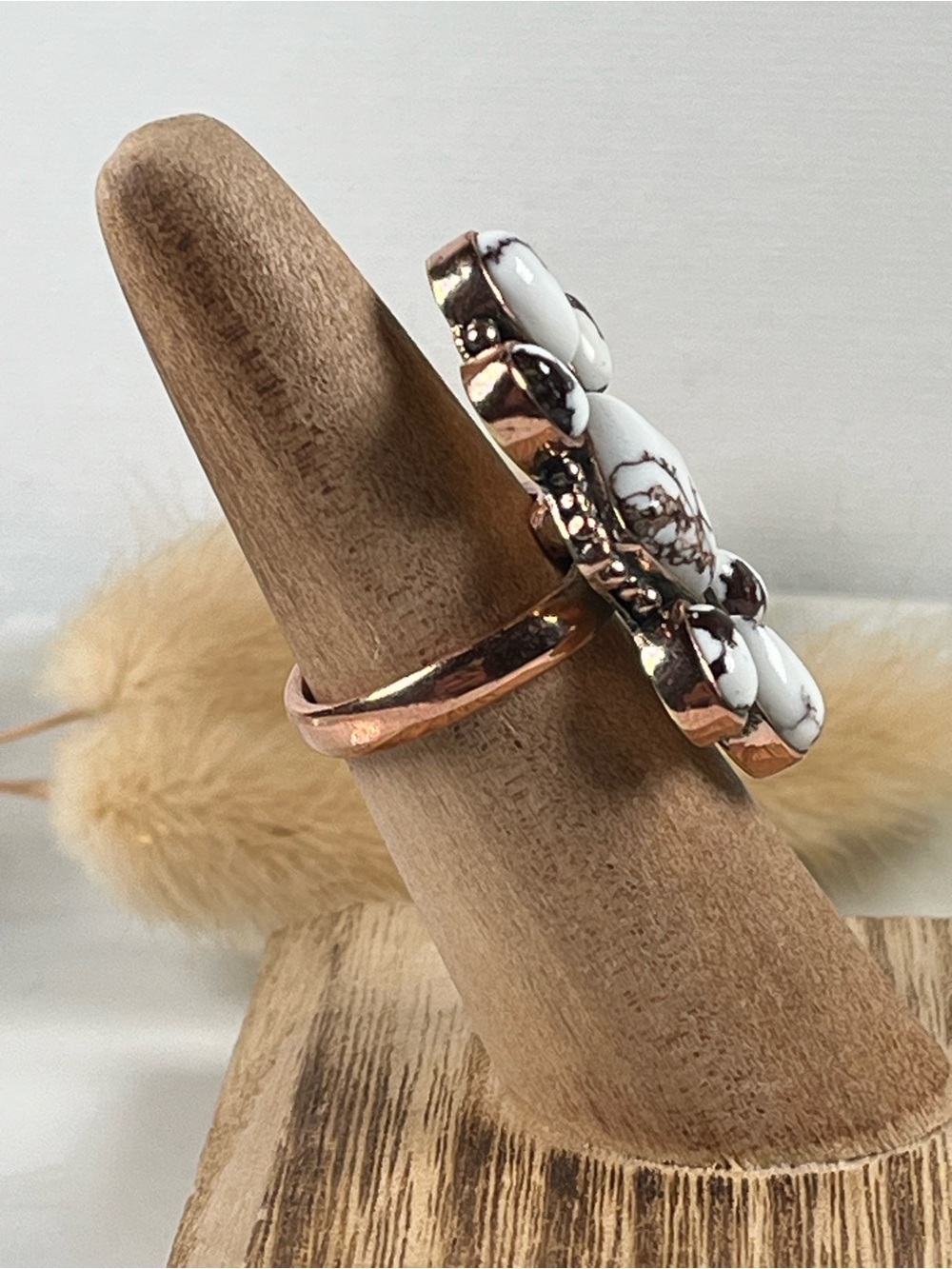 Solid Copper Wild Horse Gemstone Statement Ring Size 6.75 Adjustable - Picture 2 of 8